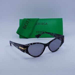 Bottega Veneta BV1002S 002 Cat Eye Sunglasses - Black Havana/Grey